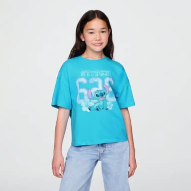 【GAP】女童裝 Gap x Disney迪士尼聯名 史迪奇印花圓領短袖T恤-藍色(780478)