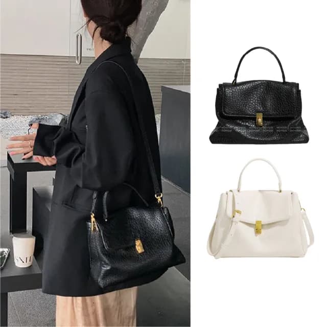 【LEEHER】手提包/水桶包/水晶包/菱格包/大容量包包/黑色包包/日系包包/幾何菱格包/磨砂手