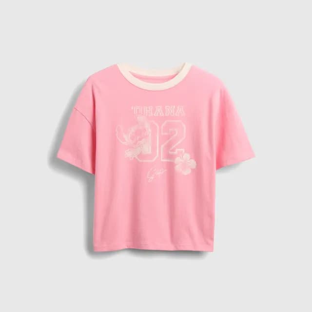【GAP】女童裝 Gap x Disney迪士尼聯名 史迪奇印花圓領短袖T恤-粉色(780478)