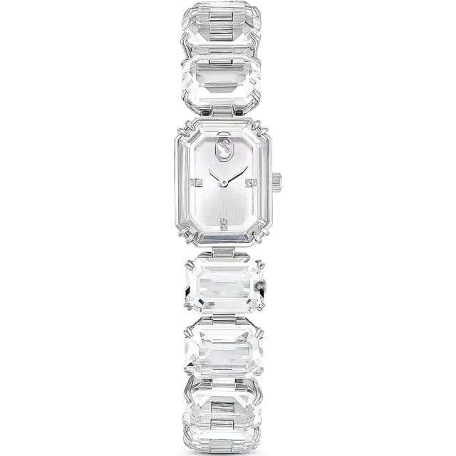 【SWAROVSKI 施華洛世奇】八角切割水晶腕錶 白色方形錶 時尚穿搭 母親節禮物推薦(5621173)