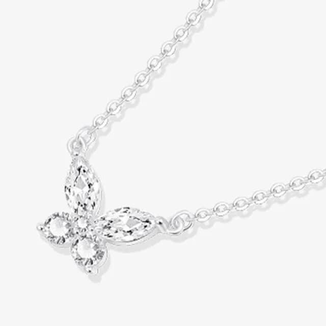 【LEEHER】女生/項鍊/蝴蝶項鍊/鋯石項鍊/飾品/銀飾/鎖骨鏈/s925純銀/蝴蝶吊墜/吊墜項鍊/韓版項