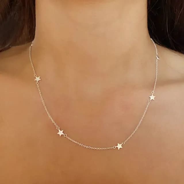 【CReAM】Darlene銀合金鍍18K金色銀色七顆五角星星女項鍊(生日 禮物 送禮 禮盒)