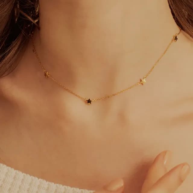 【CReAM】Darlene銀合金鍍18K金色銀色七顆五角星星女項鍊(生日 禮物 送禮 禮盒)