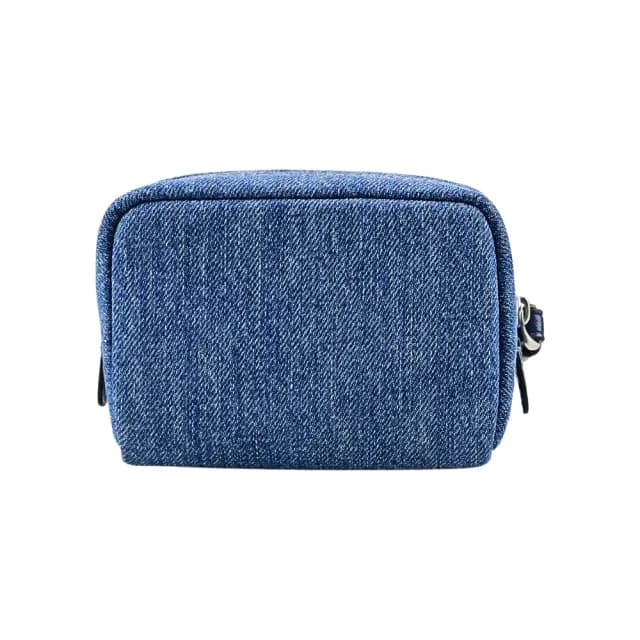 【COACH】立體銀字金屬馬車LOGO手掛零錢包(丹寧布)