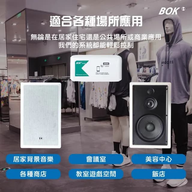 【BOK】BA220 TWS藍牙小擴大機及IK-228  8吋方形三音路崁頂喇叭2支套組含MKL N60喇叭線20米