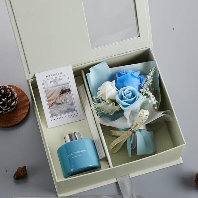 【YING SHUO】買一送一 香薰花藝禮盒 擴香瓶套組(香皂花 七夕 聖誕節 生日 教師節禮物)