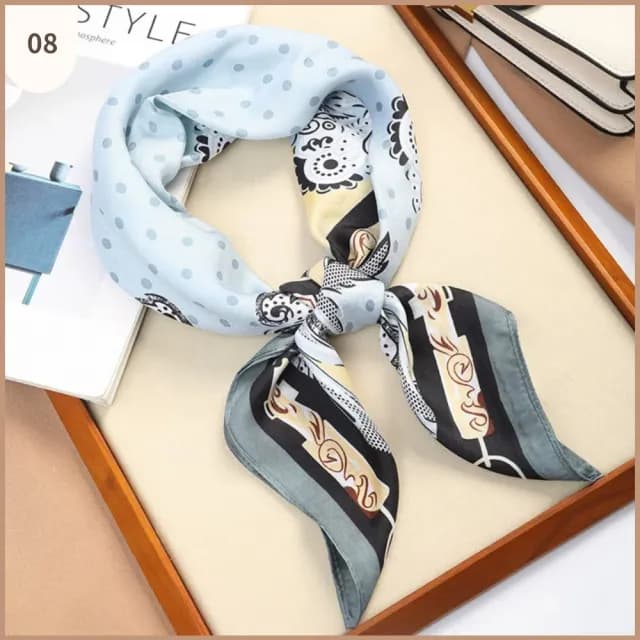 【WOONUE】多款春時尚歐美70cm貴婦高級絲緞絲綢質感小領巾方巾絲巾圍巾頭巾(母親老婆女友閨蜜情人節禮物)