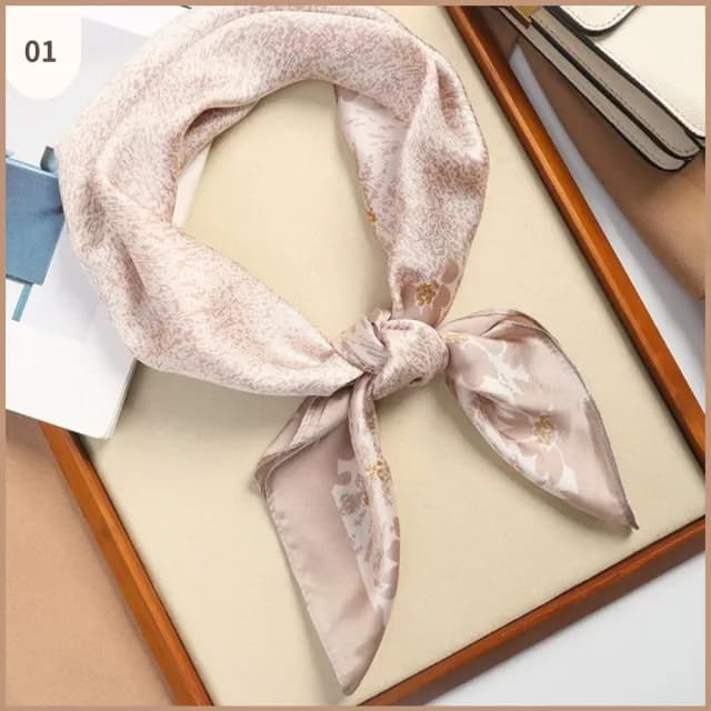 【WOONUE】多款春時尚歐美70cm貴婦高級絲緞絲綢質感小領巾方巾絲巾圍巾頭巾(母親老婆女友閨蜜情人節禮物)