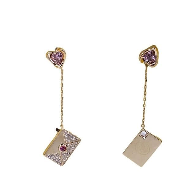 【SWAROVSKI 施華洛世奇】Letra 耳環 情書 愛心 金色 禮盒組(贈原廠紙盒/母親節送禮)