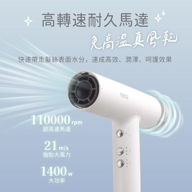 【TECO 東元】BLDC專業負離子吹風機(XYFXZ003)