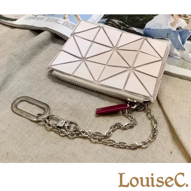 【LouiseC.】Tree House 三宅三角格紋鍊條立體零錢包-5色(YS23761)