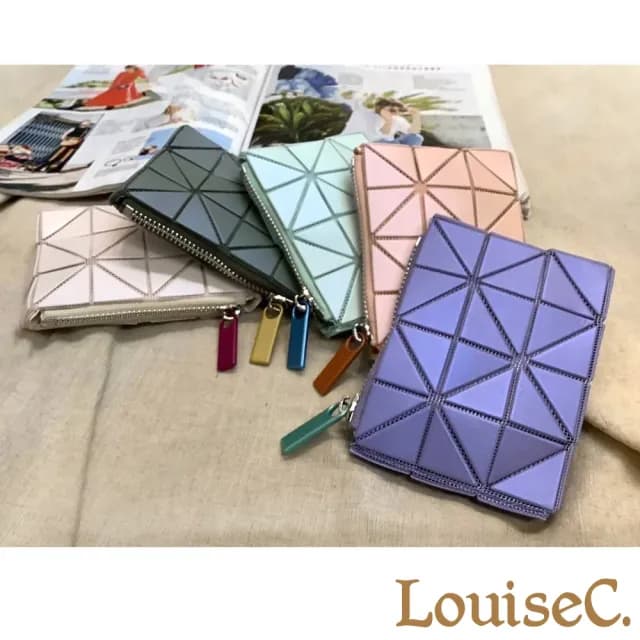 【LouiseC.】Tree House 三宅三角格紋鍊條立體零錢包-5色(YS23761)