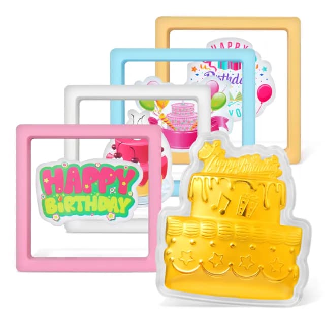 【GJS 金敬順】雙11黃金擺件 純金9999 繽紛生日蛋糕(金重:0.05錢/0.2g)
