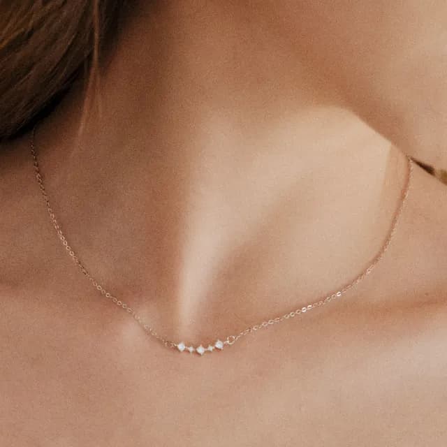 【CReAM】Hilary S925純銀耀眼五鑽石鋯石女項鍊金/銀(生日 禮物 送禮 禮盒)