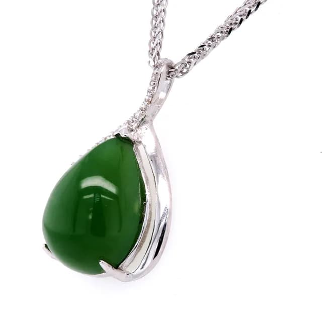 【BRILLMOND JEWELRY】16MM 頂級完美水滴天然和闐碧玉墜(翠綠無黑點)