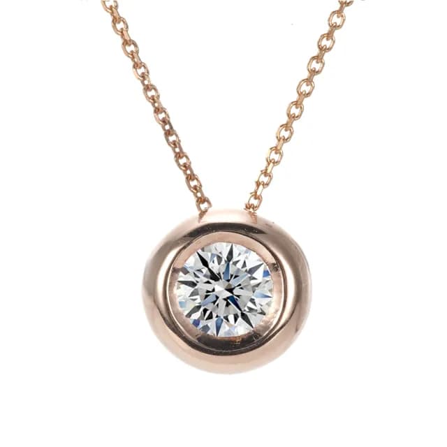 【DOLLY】0.50克拉 天然鑽石完美車工14K玫瑰金鎖骨鍊-024(母親節 長輩送禮 交換禮物首選)