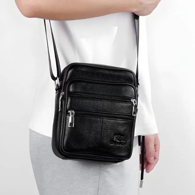 【商務時尚】極致格調真皮男士萬用斜背包(真皮包包 頭層牛皮 側肩包 單肩 隨身小包包 生日