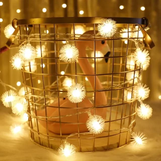 【滿屋閃耀】LED蒲公英毛球燈飾燈串-6米(聖誕燈 派對 佈置 晚會 求婚 生日 禮物 氣氛燈 夜燈 戶外 露營)