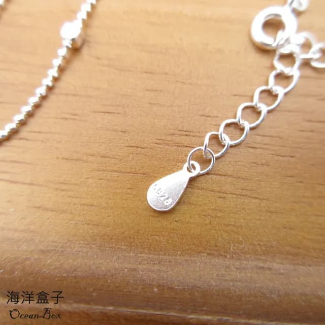 【海洋盒子】38+5.5cm。閃亮間隔幾何小方塊925純銀項鍊.單鍊(女用單戴鍊)