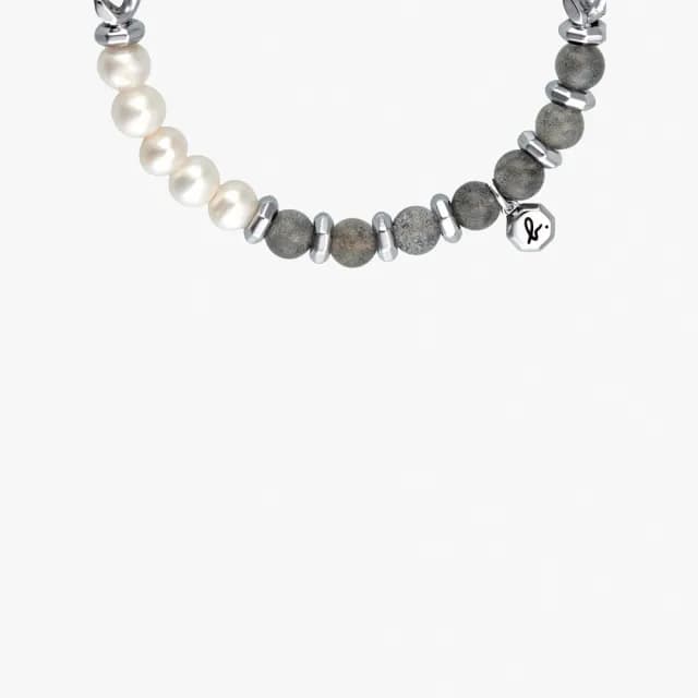 【agnes b.】Bijoux 女款白鋼珍珠手鍊