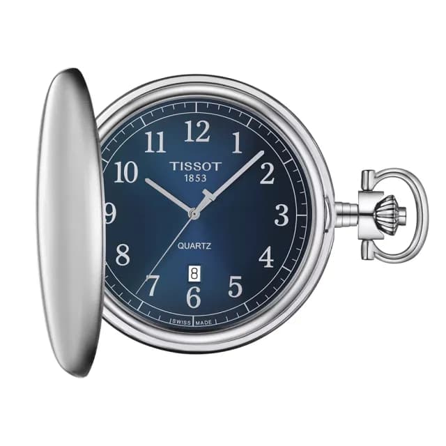 【TISSOT 天梭 官方授權】Savonnette 經典數字石英懷錶 附鍊-48.5mm 送禮 推薦(T8624101904200)