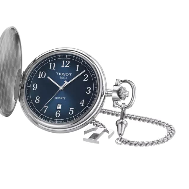 【TISSOT 天梭 官方授權】Savonnette 經典數字石英懷錶 附鍊-48.5mm 送禮 推薦(T8624101904200)