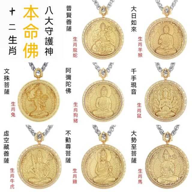 【KT DADA】普賢菩薩項鍊 八大守護神 十二生肖 鈦鋼項鍊 本命年 項鍊 身符 避邪擋煞 觀音菩薩