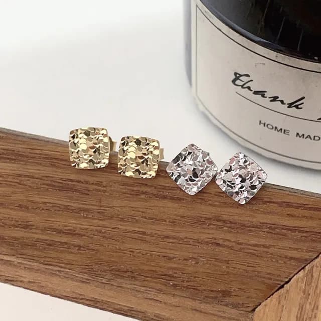 【MoonDy】情人節禮物 七夕 飾品 耳環 女生耳環 純銀耳環 方塊耳環 穿搭配件 個性耳環 歐美耳環 耳釘 高級