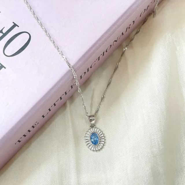 【MoonDy】飾品 項鍊 女生項鍊 純銀項鍊 s925純銀 寶石項鍊 鎖骨鏈 氣質項鍊 百搭 穿搭配件 氣
