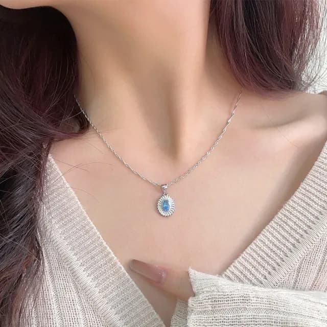【MoonDy】飾品 項鍊 女生項鍊 純銀項鍊 s925純銀 寶石項鍊 鎖骨鏈 氣質項鍊 百搭 穿搭配件 氣
