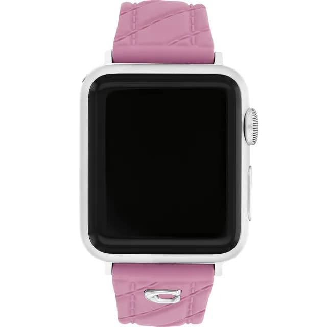 【COACH】Apple Watch 錶帶 38/40/41mm適用 粉紫色菱格紋矽膠錶帶 禮物 送禮(不含手錶)