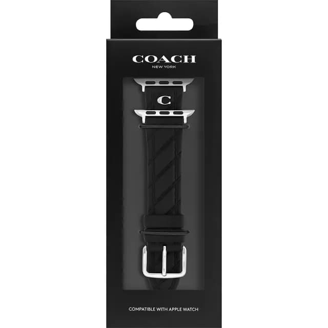 【COACH】Apple Watch 錶帶 38/40/41mm適用 黑色菱格紋矽膠錶帶 禮物 送禮(不含手錶)