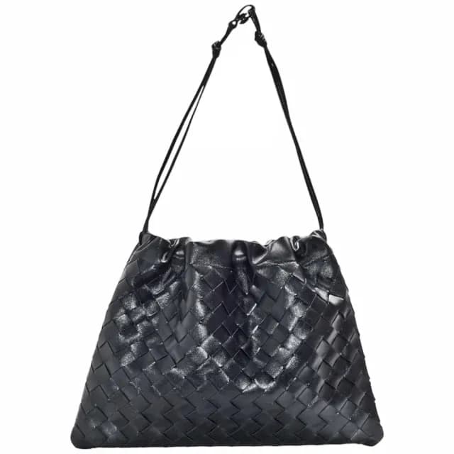 【BOTTEGA VENETA 寶緹嘉】經典 DUSTBAG系列編織牛皮手提/肩背包(M-黑796728-V3IV1-8425)