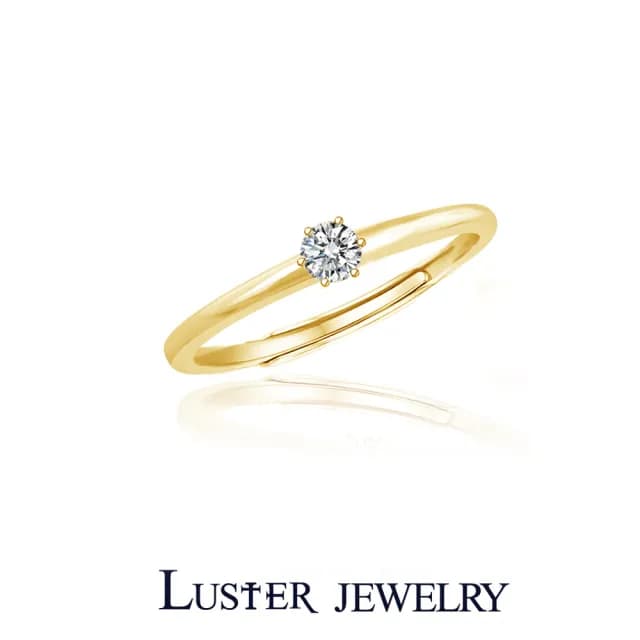 【Luster】情人節禮物!現貨!10分 D/VS 培育鑽 黃K金 純銀 鑽石戒指(六爪鑲恆久經典不退流行)