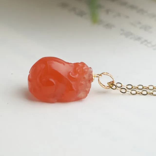 【MoonDy】飾品 項鍊 女生項鍊 紅瑪瑙項鍊 18K金 貔貅項鍊 招財項鍊 保平安 吊墜 男女通用 天然
