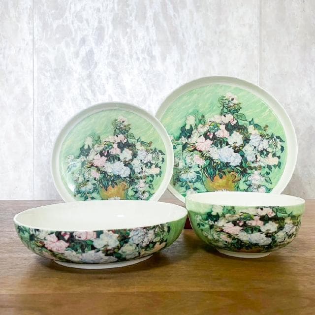 【Royal Duke】梵谷油畫-骨瓷餐具4入禮盒組☆(不鏽鋼陶瓷匙叉 湯匙 入厝禮 交換禮物 瓷器)