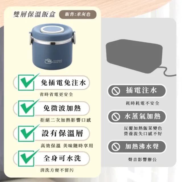 【日居】MiKa304不鏽鋼雙層保溫飯盒-1150ml(附餐具 分層分格 手提便當盒 午餐盒 分隔飯盒 學生 上班族)