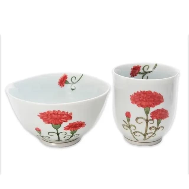 【TACHIKICHI 橘吉】康乃馨茶碗・湯吞組(母親節禮物)