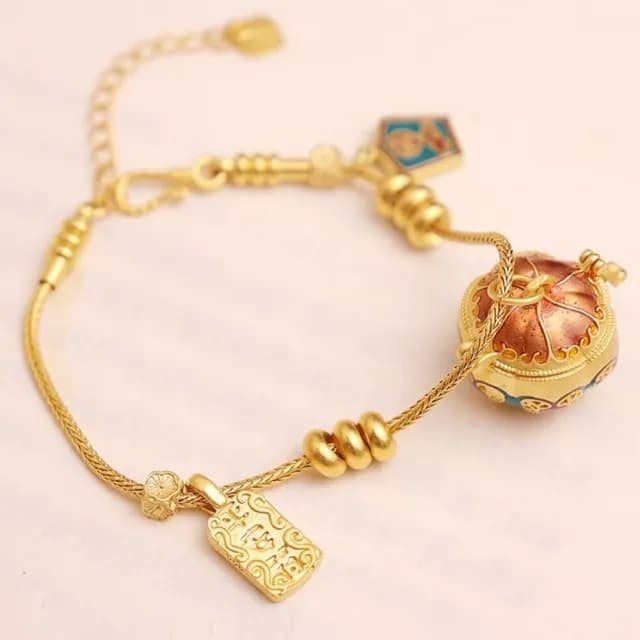 【隨處流香】琺瑯滴釉香囊球手鏈(手飾 飾品 手環 開運、磁場、正能量)