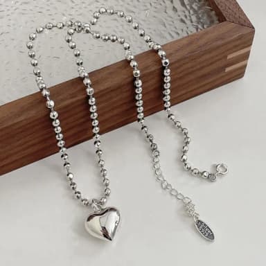 【MoonDy】飾品 項鍊 女生項鍊 愛心項鍊 韓國項鍊 純銀項鍊 S925 韓國東大門 抗敏感 簡約 百搭