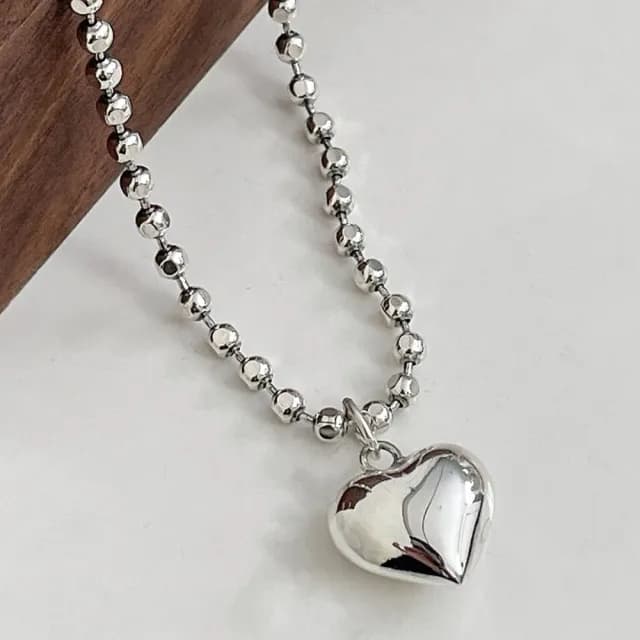 【MoonDy】飾品 項鍊 女生項鍊 愛心項鍊 韓國項鍊 純銀項鍊 S925 韓國東大門 抗敏感 簡約 百搭
