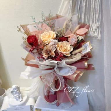 【喜滋滋】復古油畫風永生花花束(情人節花束/生日禮物/告白花束/週年紀念/畢業花束/520)