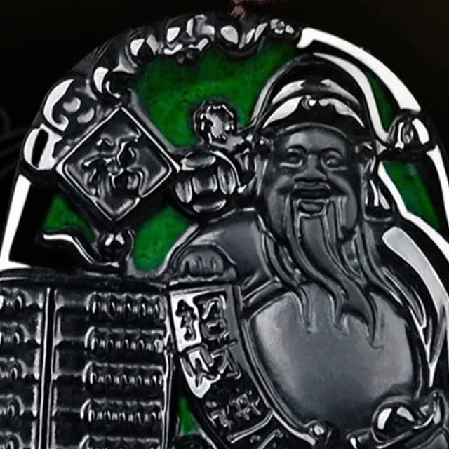 【KT DADA】佛像鍊 吊墜 冰種 掛件 發財 招財納福 財神爺 項鍊 墨翠 翡翠項鍊 算盤 財神 玉石