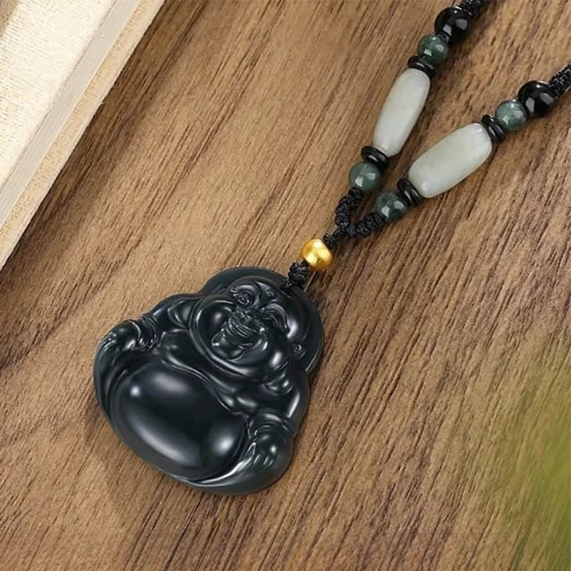 【KT DADA】佛像 佛牌項鍊 吊飾 吊墜 足金999 飾品 項鍊 項鍊男 和田玉 彌勒佛 編繩項鍊 首飾