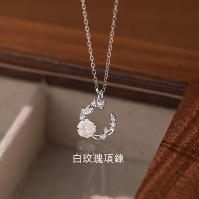 【Penny珮妮】S925銀花環玫瑰花項鍊(母親節 生日禮物 交換禮物 送女友 尾牙 新年 結婚)