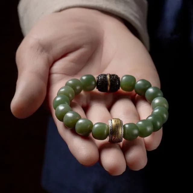 【LEESA】雙11 和田玉手鍊\且末藍\s925銀\手串\天然黑檀\佛珠手鍊\單圈\玉石手鍊\銀銅鑲嵌\男生