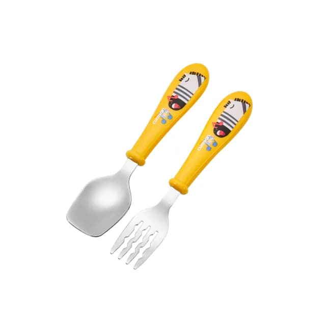 【CUITISAN 酷藝師】304抗菌不鏽鋼 小斑馬湯叉組(三色可選/兒童餐具/適用6-13歲/酷夢系列)