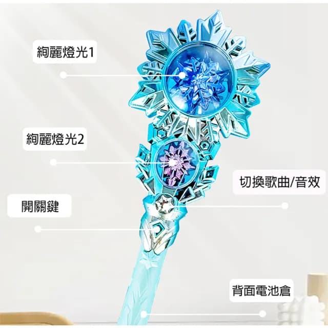 【TDL】冰雪奇緣艾莎聲光音樂魔法棒玩具旋轉燈光 080316(生日禮物 聖誕節 平輸品)