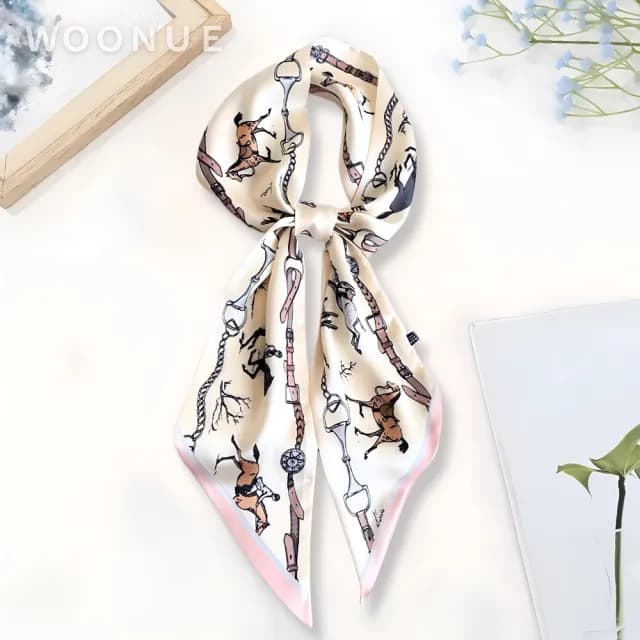 【WOONUE】春夏氣質絲綢質感長絲巾領巾圍巾飄帶綁巾髮帶(送禮母親節老婆媽媽女友閨蜜朋友姐妹禮物)