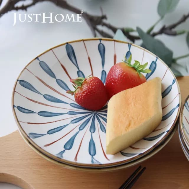 【Just Home】日式彩十陶瓷16件碗盤餐具組附筷子(可微波 碗 碗盤 盤 餐具組)